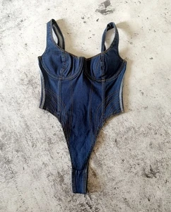 Adidas X Ivy Park Rodeo Denim Bodysuit Women Size uk 14 H617064 SIZE M - Picture 1 of 10