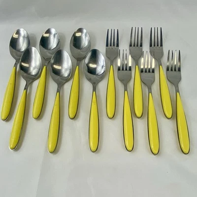 Unbranded 18/10 Stainless Steel Made In Germany Plastic Yellow Handled Flatware - Image 1 of 4