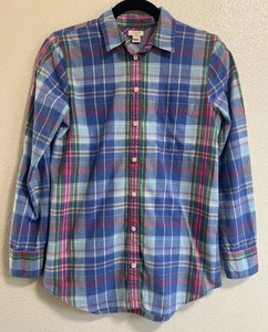 J.Crew Button Up Shirt Womens Size XS Classic Madras Plaid Flannel Preppy Casual - Picture 1 of 8