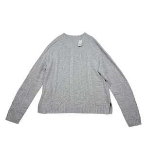 Neu mit Etikett Gap Pullover Damen XL Tall hellgrau Zopfmuster Rundhalsausschnitt klassisch adrett - Bild 1 von 8