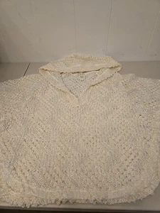 Crocheted Cropped Hoodie Sweater White Sz LG Acrylic/Wool Luxury Career Workwear - Picture 1 of 10