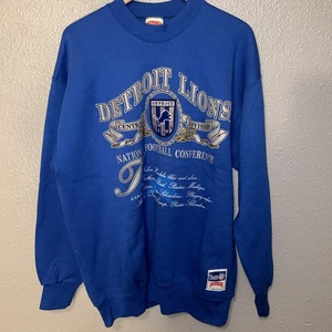 Detroit Lions Nutmeg Crewneck Sweatshirt Gray 90s NOS VTG rare Blue NFL NFC - Picture 1 of 12