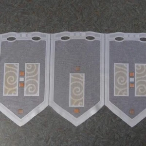 Scheibengardinenstoff gelb orangen karos bedruckt 29cm hoch - Bild 1 von 6