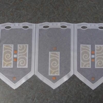 Scheibengardinenstoff gelb orangen karos bedruckt 29cm hoch - Bild 1 von 4