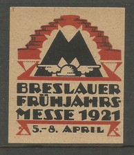1921 GERMANY BRESLAU SPRING FAIR POSTER STAMP LABEL