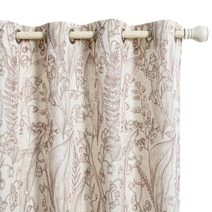 Floral Curtains 63 Inches Long Light Filtering Brown French Country Farmhouse Cu - Picture 1 of 8