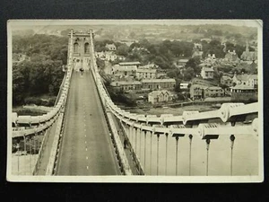 Wales Anglesey MENAI BRIDGE FROM SOUTH TOWER - Old RP Postcard - Picture 1 of 3