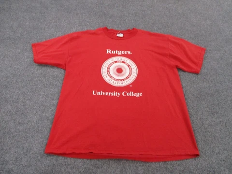Vintage Rutgers University Shirt Adult XL Red Short Sleeve New Jersey Mens Cover