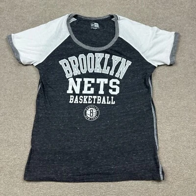 Brooklyn Nets Graphic T Shirt Women's Size L Gray NBA Basketball New Era Tee - Image 1 of 4