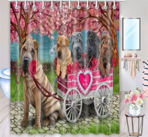 Shar Pei Shower Curtain Personalized Hooks Many Dog Designs NWT - Picture 1 of 32