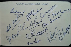 WARWICKSHIRE 1950 COUNTY CRICKET CHAMPIONSHIP ORIGINAL AUTOGRAPHED ALBUM PAGE - Picture 1 of 1