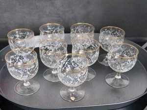 Antike  Weingläser Goldrand Mozartgläser 9 Stück - Bild 1 von 3