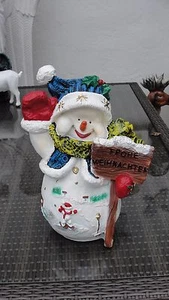 Schneemann Frohe Weihnachten Weihnachtsmann Figur Nikolaus Schaufenster Deko Bla - Bild 1 von 2