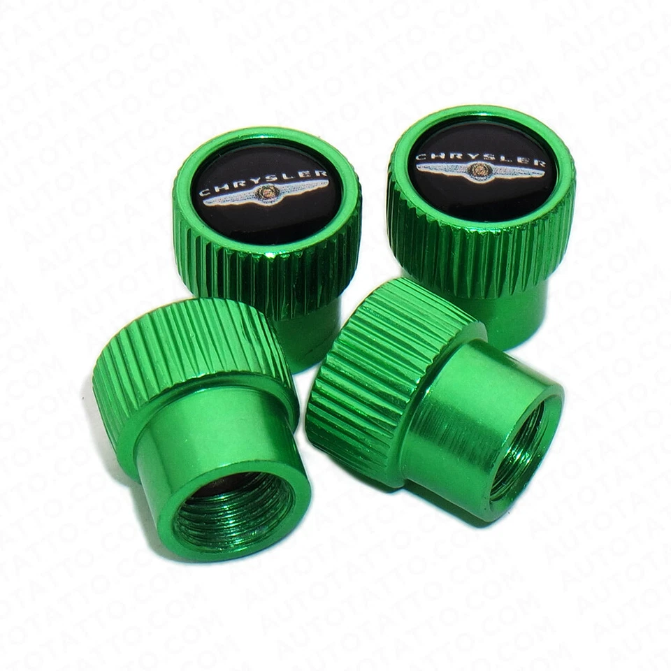 4pcs Universal Fit Chrysler Car Wheels Tire Air Valve Caps Stem Dust Cover Green - Image 1 of 4