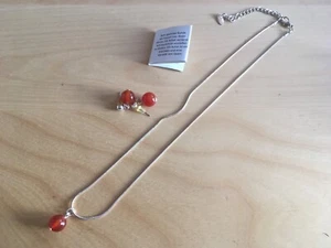 +++ Tolles Modeschmuck Set LBVYR Kette Ohrringe und Ring mit Achat Stein NEU +++ - Bild 1 von 4