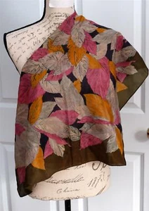 Oscar de la Renta Square Scarf, 31 x 31", Olive Green Floral - Picture 1 of 4