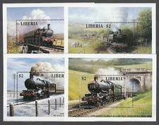 Liberia - Fogli Yvert 114/7 MNH Treni