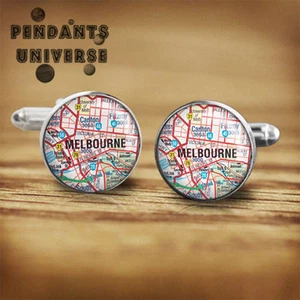 Melbourne Flag Handmade glass cabochon cuff links 16mm Cufflinks - Picture 1 of 2