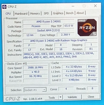 YD3400C5M4MFH - AMD CPU Ryzen 5 3400G Socket-AM4 Radeon Vega Graphics Processor - Image 1 of 3