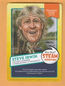 Tarjeta coleccionable Steve Irwin Steam Superstars #16 The Crocodile Hunter - Imagen 1 de 2