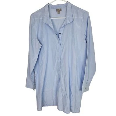 Túnica túnica de seda J. Jill top de seda para mujer M azul claro camisa con botones para mujer Foto 1 de 4
