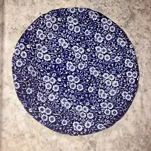 Calico Burleigh Staffordshire blauer Teller 9,75"" Blumenmuster England - Bild 1 von 3