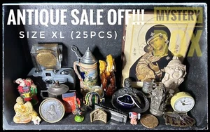 750$+ Box Of Antique Toys Medals Coins Photo Cameras And Religious Objects - Picture 1 of 5
