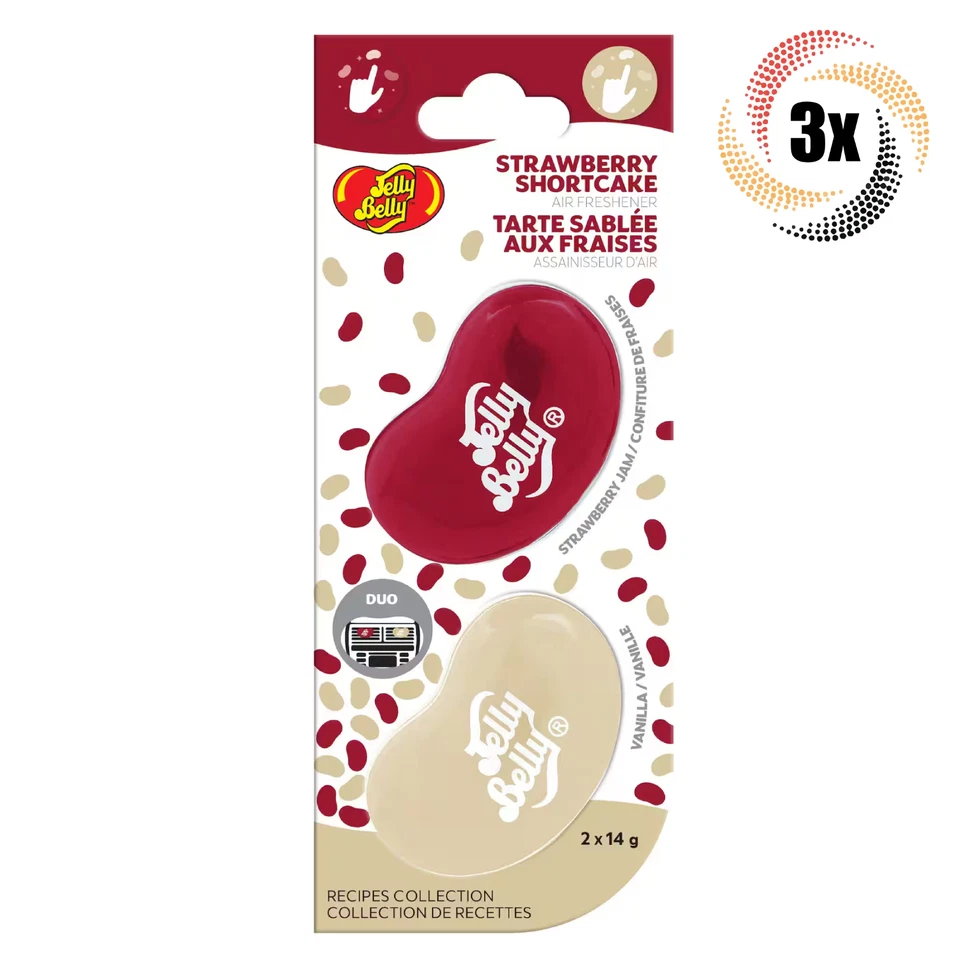 3x Packs Jelly Belly Duo Strawberry Shortcake & Vanilla Car Vent Air Freshener - Image 1 of 1