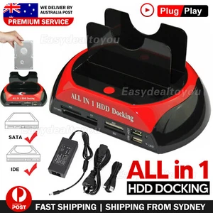 HDD Docking Station Dual 2.5" 3.5" SATA IDE USB Hard Drive Dock OTB Card Reader - Picture 1 of 11