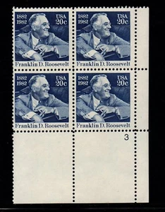 ALLY'S STAMPS US Plate Block Scott #1950 20c Franklin D. Roosevelt F-VF MNH STK - Picture 1 of 1
