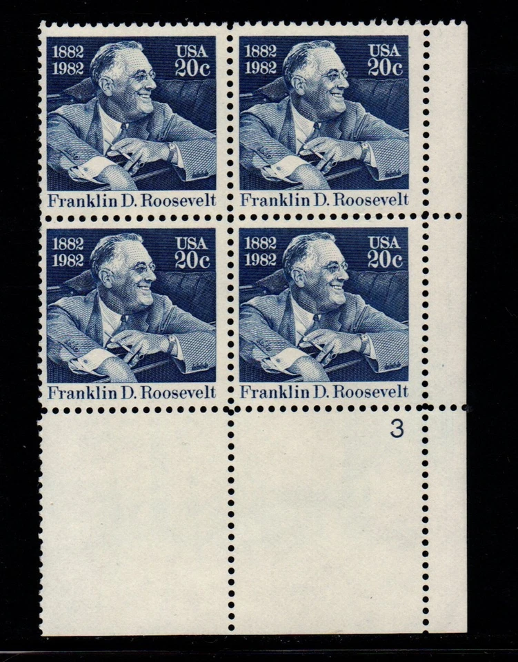 ALLY'S STAMPS US Plate Block Scott #1950 20c Franklin D. Roosevelt F-VF MNH STK - Image 1 of 1
