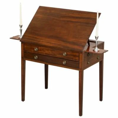 VERY FINE CIRCA 1780 GEORGIAN MAHOGANY READING TABLE WITH CANDLE SLIPS & SLOPE - Image 1 of 4