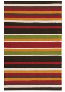 Namaste Fair Trade 100% Cotton Multi Stripe Multicolour Handloom Rug 60 x 90 cm - Picture 1 of 1