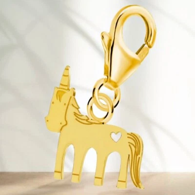 Einhorn Pferd Charm 925 Sterling-Silber Gold vergoldet Anhänger für Armband - Bild 1 von 4