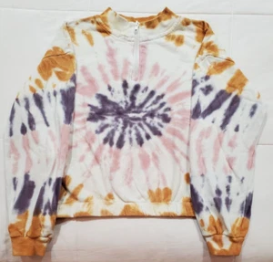 2 Girls Art Class Hoodie Full Zip Sweatshirt Quarter Zip Size 10-12 Tie Dye Gray - Picture 1 of 18
