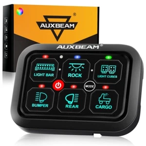 Auxbeam RGB 6 Gang Switch Panel RA60 Auto Dimmable Momentary Toggle Pulsed ATV - Picture 1 of 12