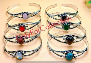 Elegant Sunstone & Mix Gemstone Cuff Bangle Lot 925 Silver Plated Gift For Girl - Picture 1 of 4