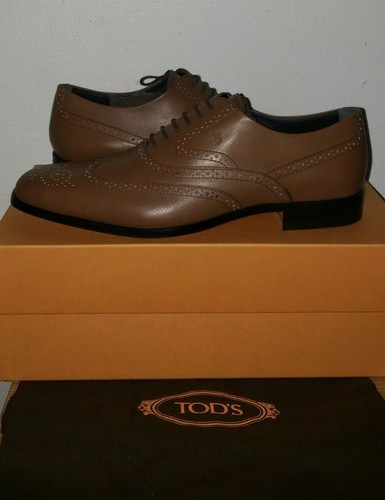 TOD’S Scarpe classiche Oxford Derby Tod's LaceUp punta ad ala marrone chiaro traforata 9; nuove con scatola