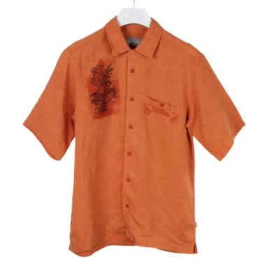 Carlo Colucci Hombres Camisa Mediano 100% Lino Manga Corta Bolsillo con Botones - Imagen 1 de 4