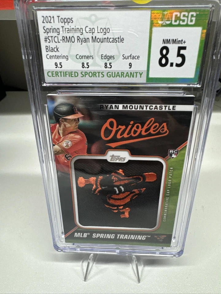 Ryan Mountcastle RC 2021 Topps RC Cap Logo Patch Black  #/299 Orioles Csg 8.5 - Image 1 of 4