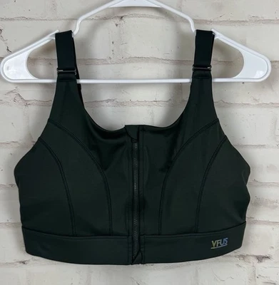 VFUS GREEN Zip Front Adjustable High Impact Sports Bra Full Coverage Size XL - Image 1 of 4