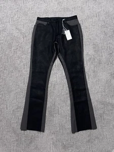 MNML Leder Schlaghose Gr. 33 schwarz grau Schlaghose Streetwear neu Etikett - Bild 1 von 10