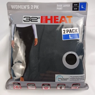 Pantalón 32 Degrees Heat para mujer capa base paquete de 2 grandes negro elástico retención de calor Foto 1 de 4