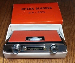 Vintage Sport Glass Compact Binoculars 2.5 x 25 Red Opera Glasses With Box  - Picture 1 of 6