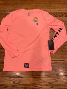 Hurley Long Sleeve Swimshirt Peach UPF 50 Boys Size Medium New - Picture 1 of 5