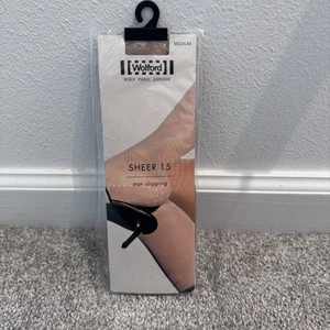 Wolford Sheer 15 Non Slipping Knee High Stockings Size Medium Color Beige - Picture 1 of 5