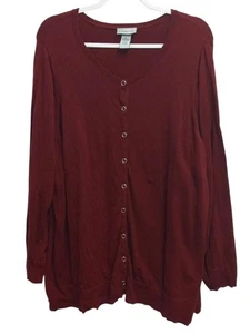 Catherines 2X sweater burgundy button down stretch long sleeve cardigan - Picture 1 of 6