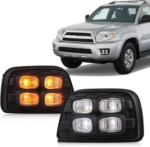Fits 2006-2009 Toyota 4Runner Left+Right Switchback White/Amber LED Fog Lights - Picture 1 of 6