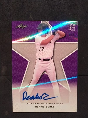 Blake Burke 2020 Leaf Perfect Game 1/1 HALO PURPLE  - Image 1 of 4