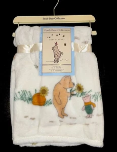 Neu!! Unisex Baby weiße WINNIE THE POOH Plüsch DECKE Größe 30" x 40" Neu mit Etikett - Bild 1 von 2